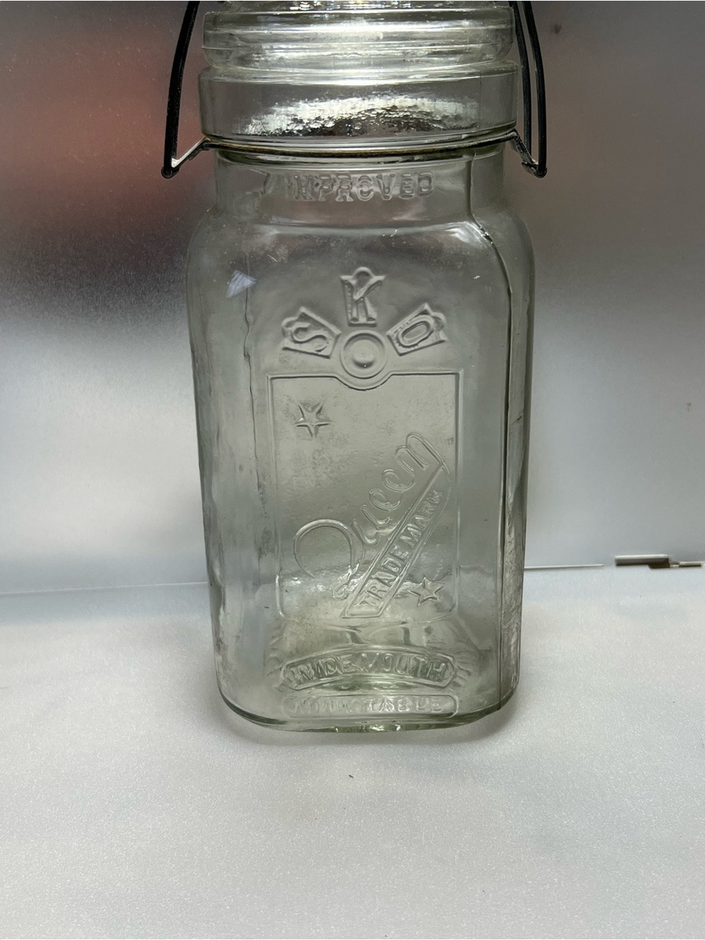 Antique 1909-1919 Queen Wide-mouth Canning Jar, Marked, Smalley, Kivlan